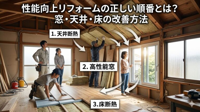 性能向上リフォームの正しい順番とは？窓・天井・床の改善方法