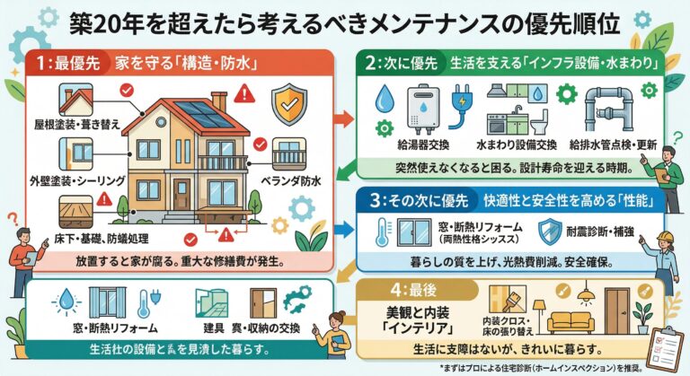 築20年を超えたら考えるべきメンテナンスの優先順位