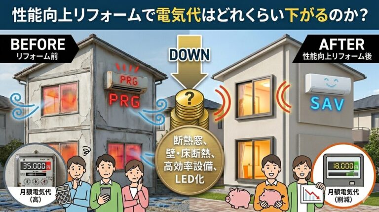 性能向上リフォームで電気代はどれくらい下がるのか？
