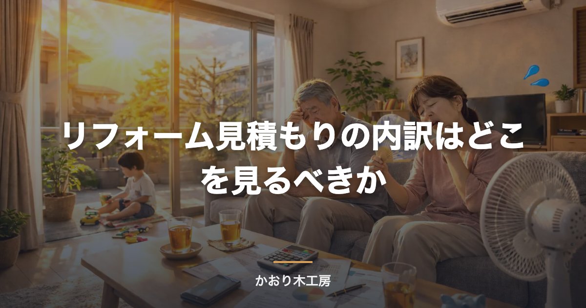 リフォーム見積もりの内訳はどこを見るべきか