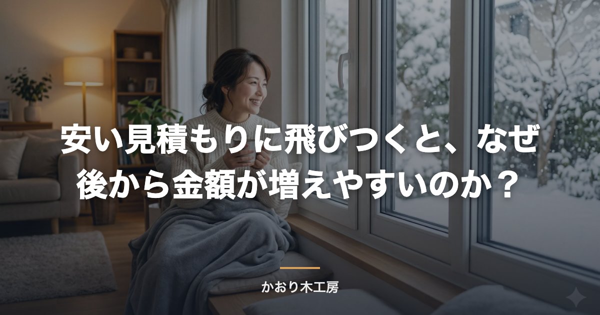 安い見積もりに飛びつくと、なぜ後から金額が増えやすいのか？