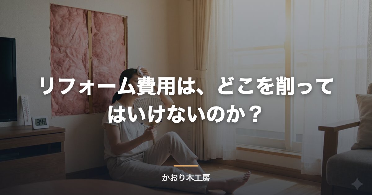 リフォーム費用は、どこを削ってはいけないのか？